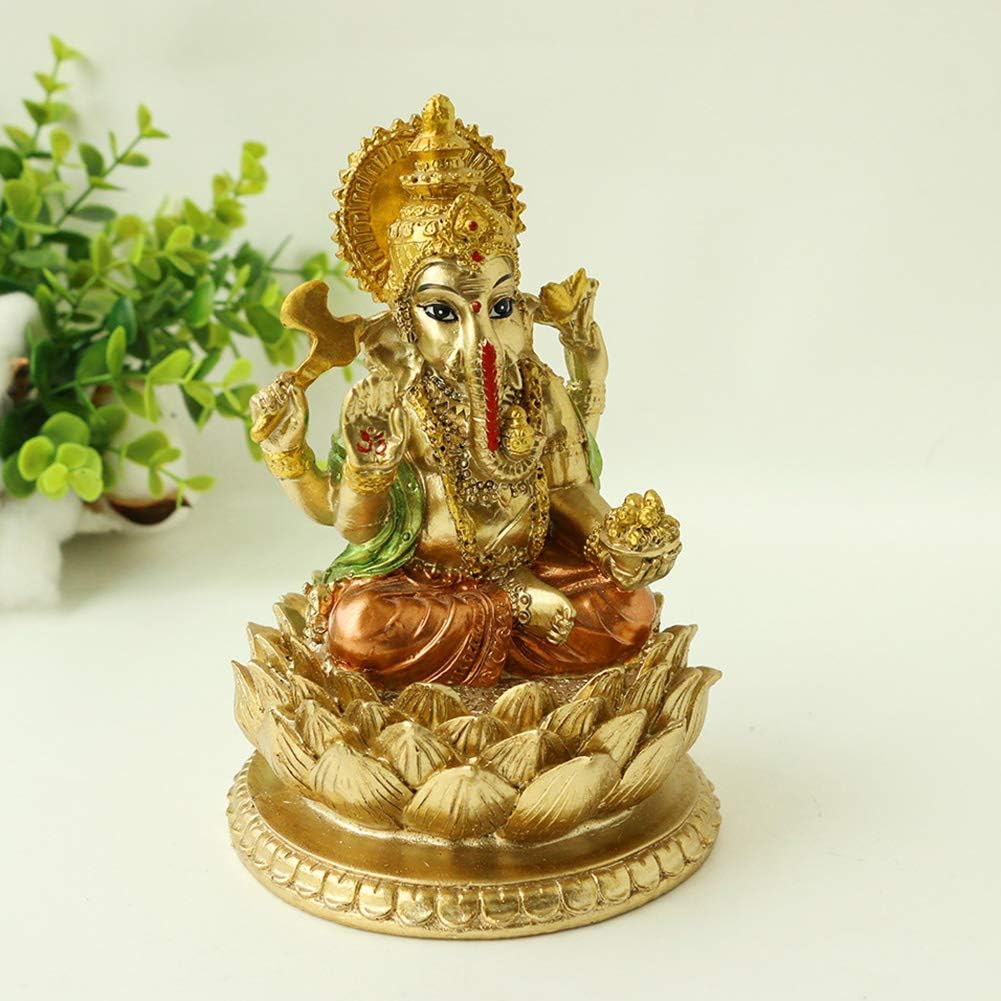 alikiki Hindu God Lord Ganesha Statue - India God Ganesh Statue Ganpati Idol Sculpture - Indian Buddha Mandir Temple Pooja Items Home Altar Yoga Meditation Room Decor Gifts for Indian