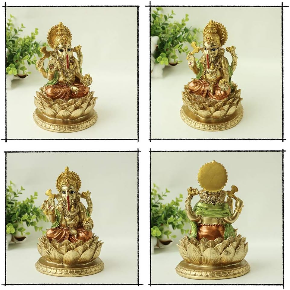 alikiki Hindu God Lord Ganesha Statue - India God Ganesh Statue Ganpati Idol Sculpture - Indian Buddha Mandir Temple Pooja Items Home Altar Yoga Meditation Room Decor Gifts for Indian
