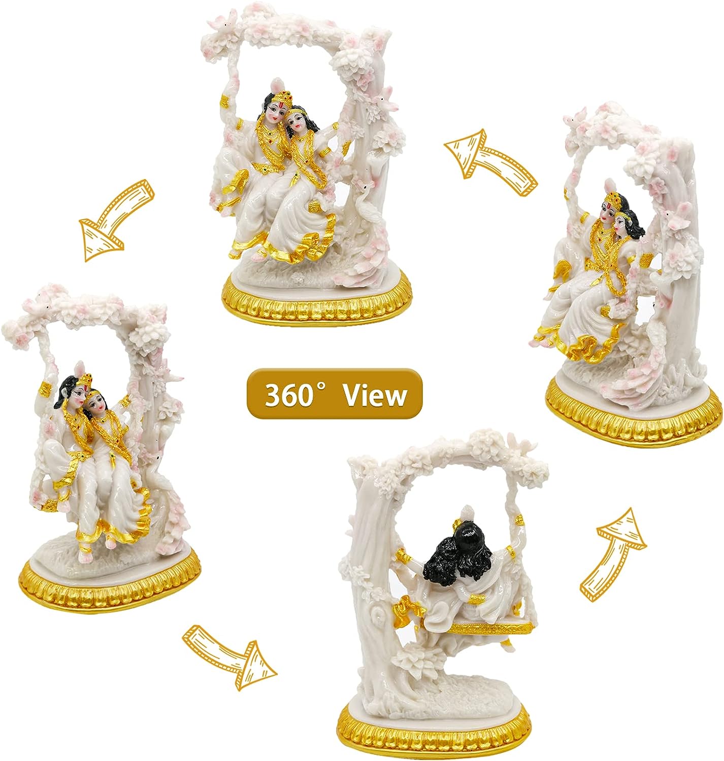 alikiki Indian God Radha Krishna Statue- 6.7”H India Idol Radha Krishna Statue for Indian Wedding Return Gifts,Hindu Gifts for India Couple,Murti Home Office Temple Mandir Pooja Decor Puja Item