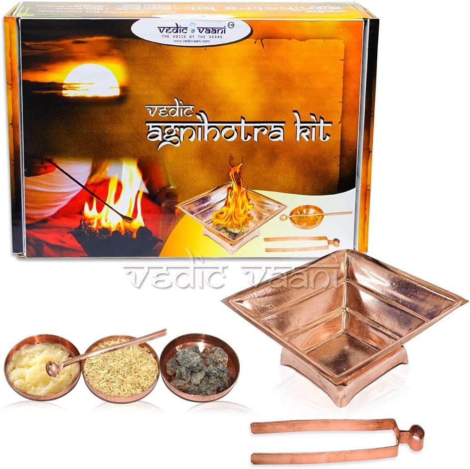 Vedic Vaani Agnihotra Kit- Copper Agni Havan Kund Set | Agnihotra Incense Stick for Pooja Purpose