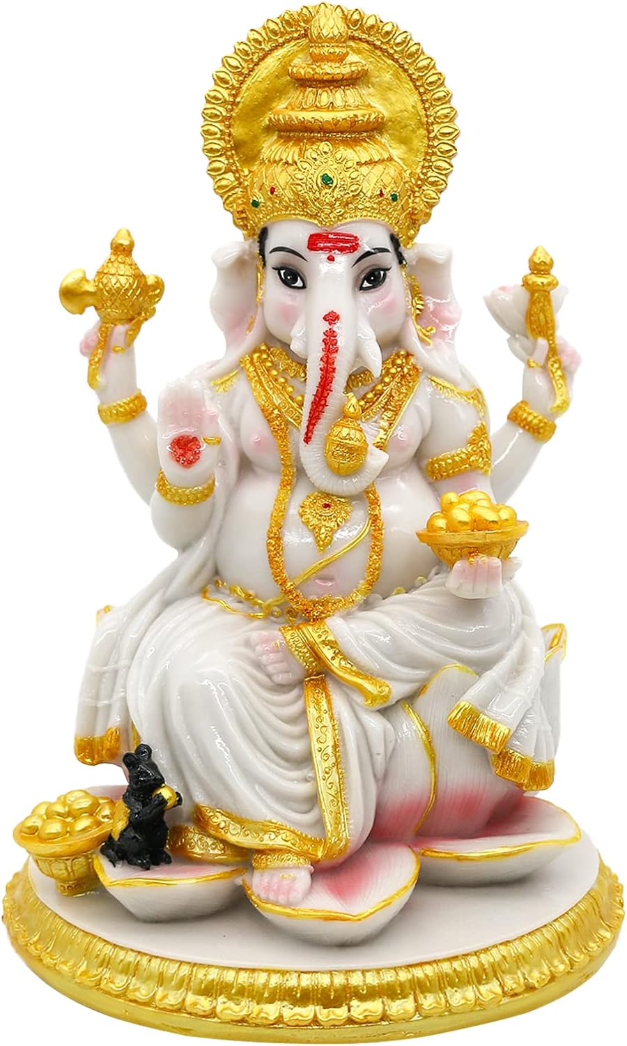 alikiki Hindu God Ganesh Chaturthi Figurine - 8.4”H Indian Idol Ganesha Statue Ganpati Elephant Hindu God Pooja Item Diwali Home Office Meditation Room Temple Mandir Altar Shrine Puja Decor