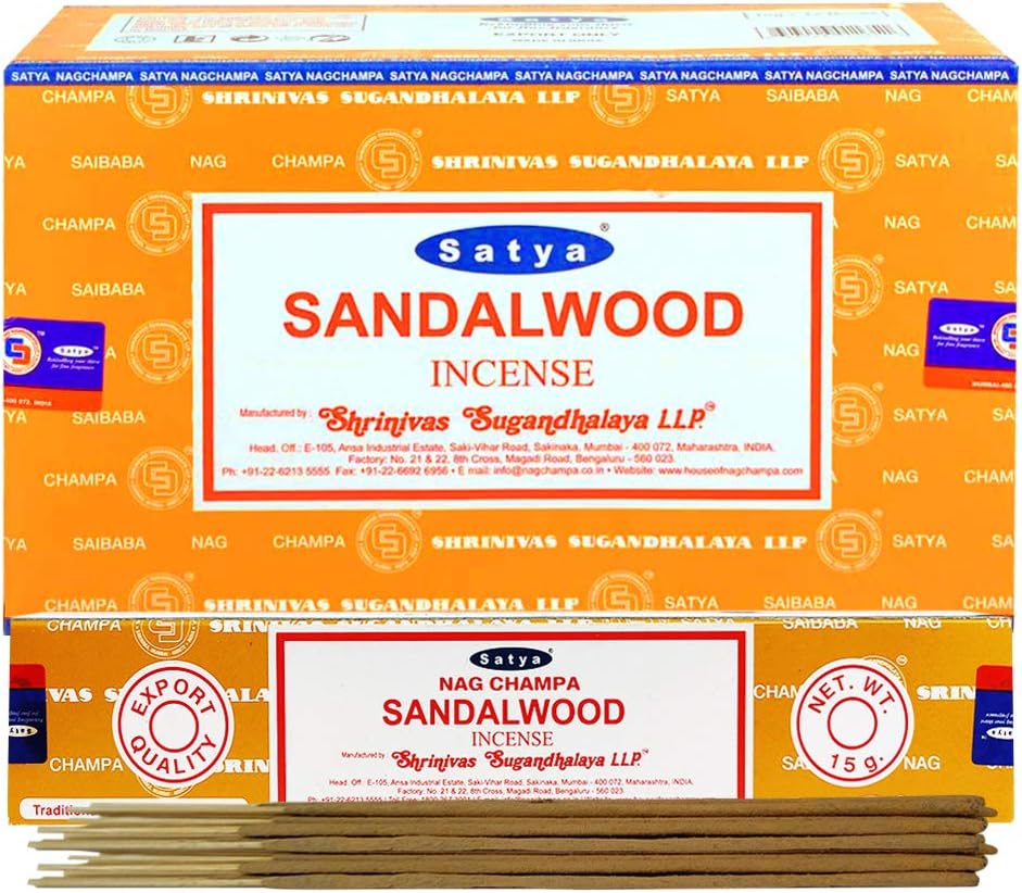 Sandalwood Incense Sticks - Total 180 Insence-Sticks and Incense Stick Holder Bundle Insence Insense Satya Incense