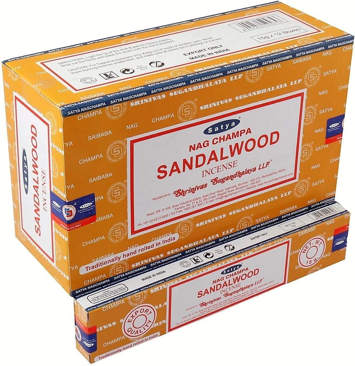 Satya Nag Champa Sandalwood Incense Sticks - Box 12 Packs