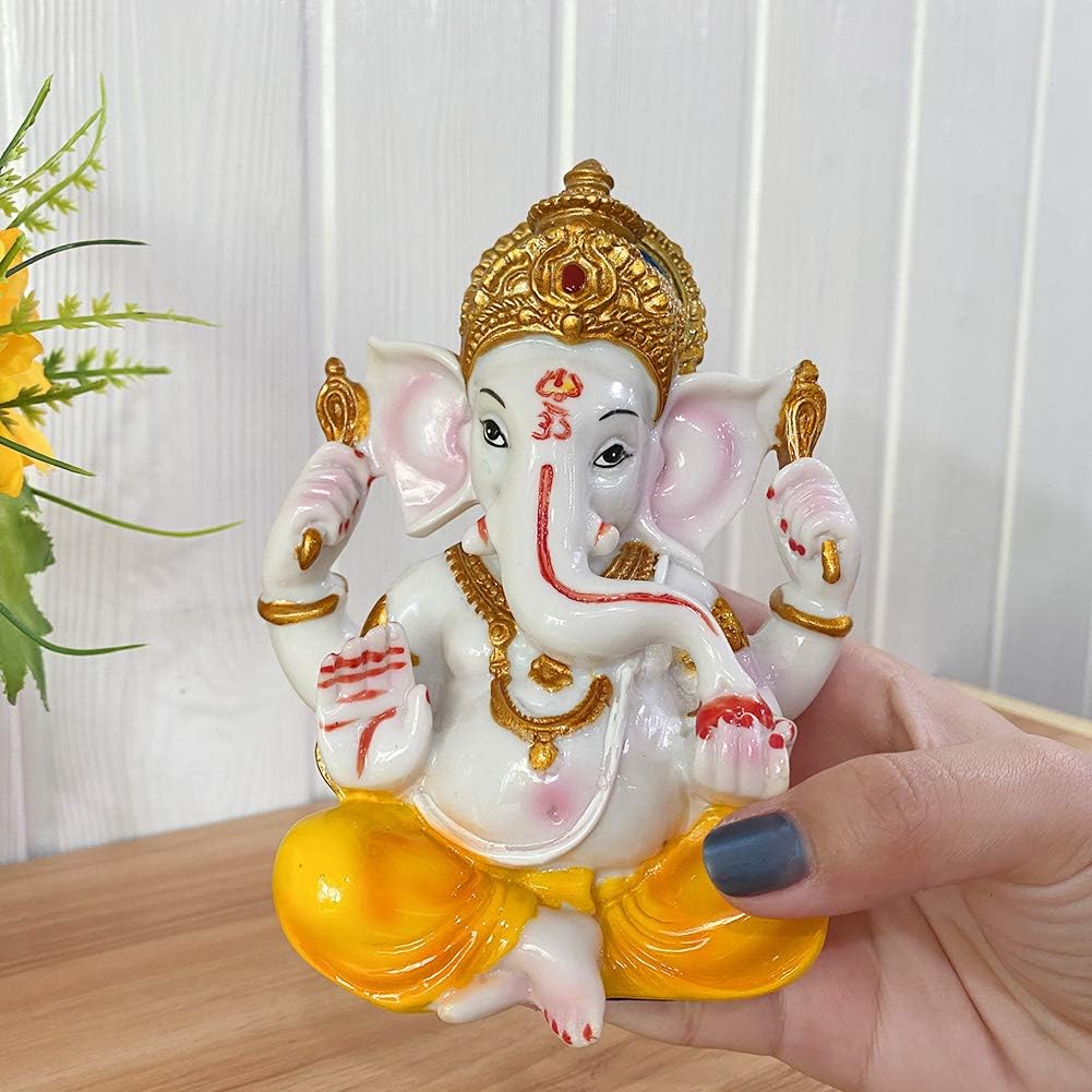 BangBangDa India God Lord Ganesh Statue - 5.5 H Ganesha Idol Figurine Murti Puja Collections Diwali Gifts Decor Hindu Mandir Temple Pooja Item