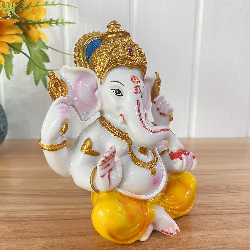 BangBangDa India God Lord Ganesh Statue - 5.5 H Ganesha Idol Figurine Murti Puja Collections Diwali Gifts Decor Hindu Mandir Temple Pooja Item