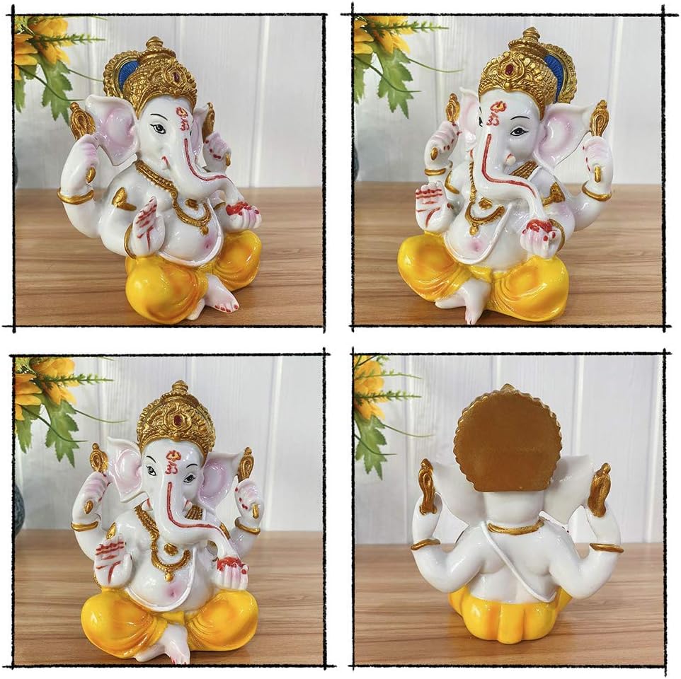 BangBangDa India God Lord Ganesh Statue - 5.5 H Ganesha Idol Figurine Murti Puja Collections Diwali Gifts Decor Hindu Mandir Temple Pooja Item