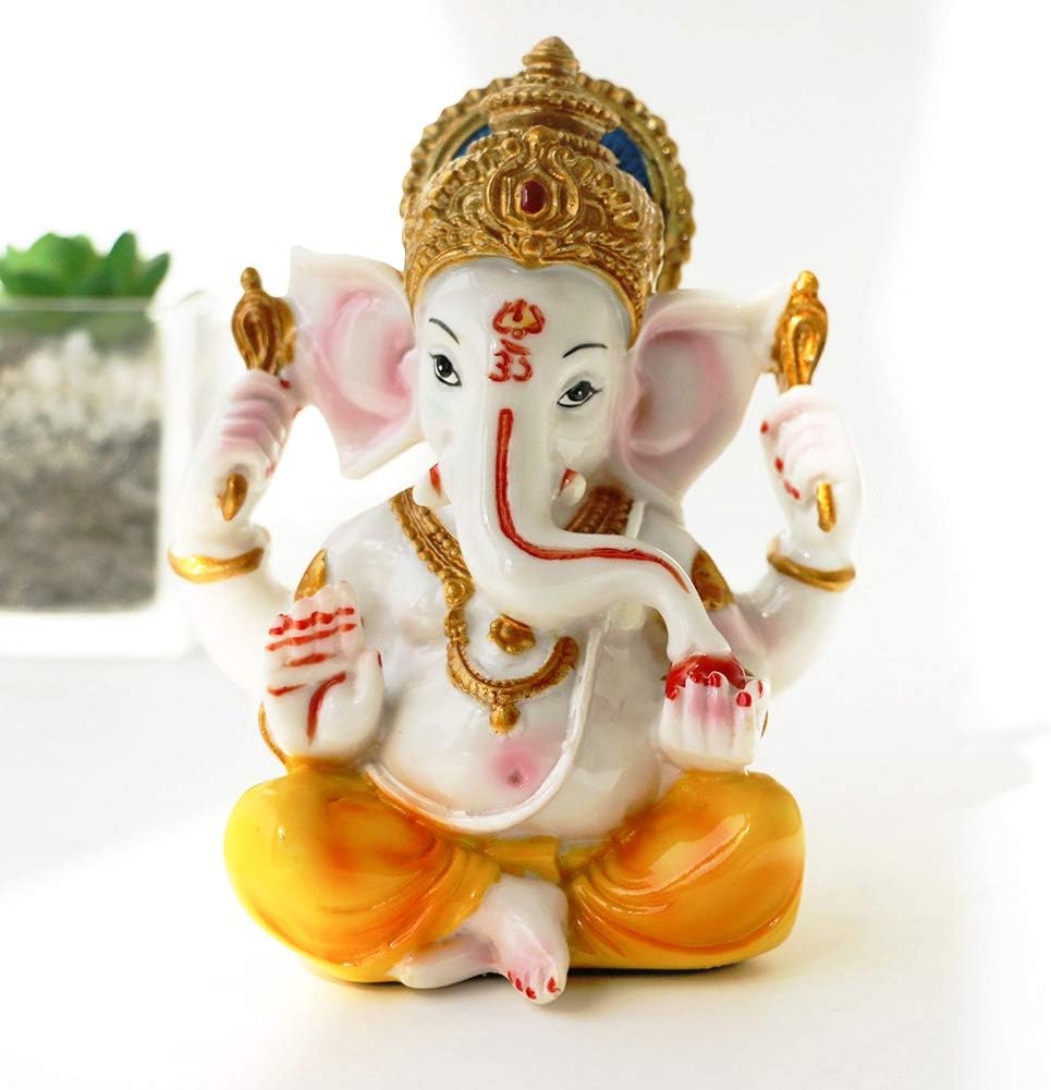 BangBangDa India God Lord Ganesh Statue - 5.5 H Ganesha Idol Figurine Murti Puja Collections Diwali Gifts Decor Hindu Mandir Temple Pooja Item