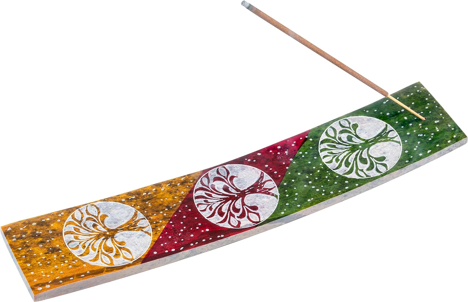 Crocon Soapstone Incense Tray for Sticks Diwali Décor Incense Stick Holder - Incense Burner - Ash Catcher - Handmade Seven Chakra  Line Design - Ideal for Aromatherapy, Meditation, Decor 10x2.5 Inch