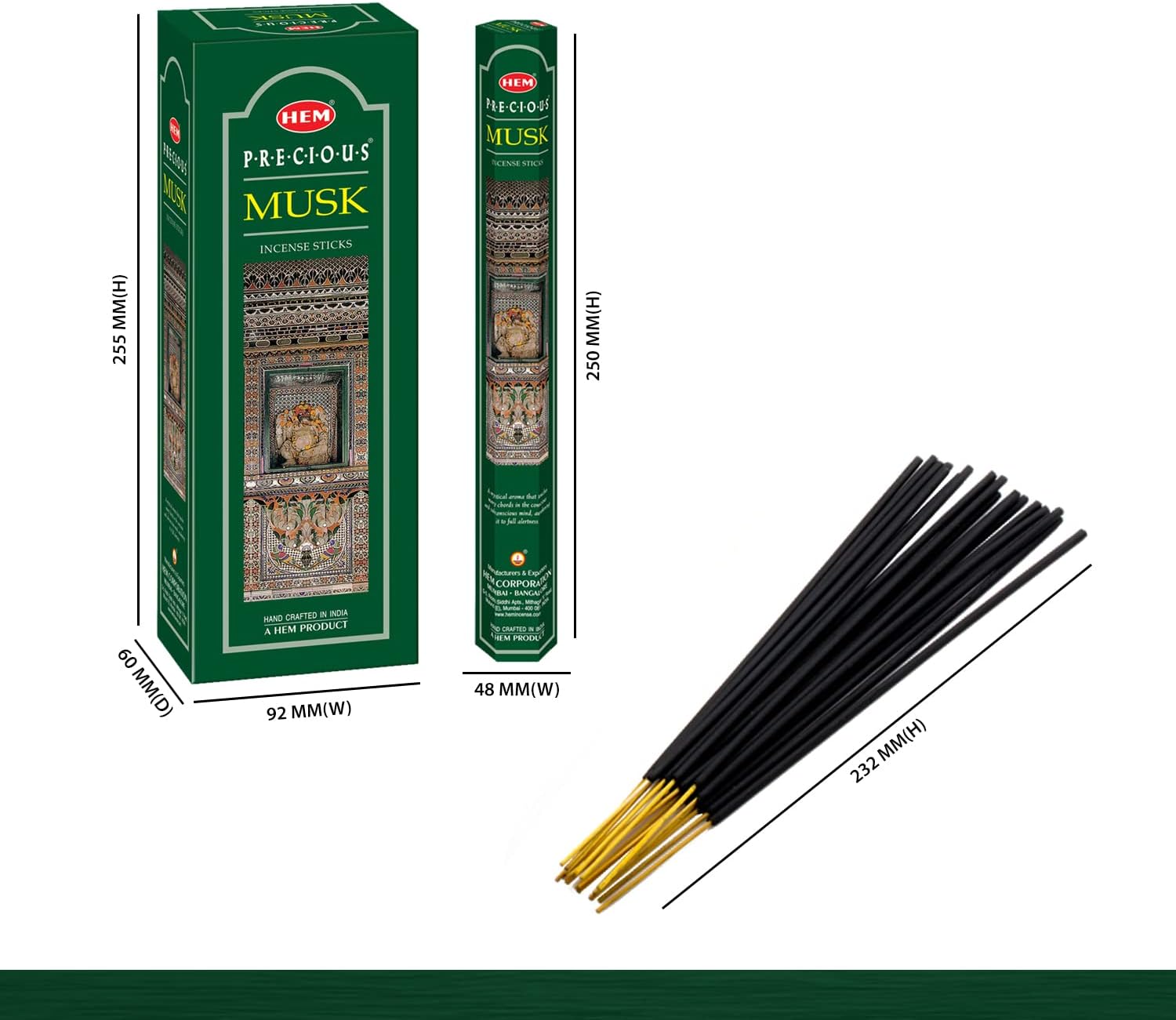 Hem Precious Musk Fragrance Incense Sticks, 120 Count