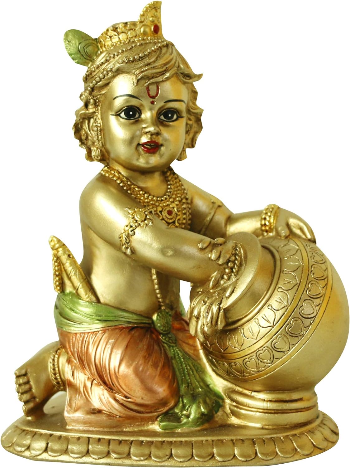 Hindu Lord Baby Krishna Statue - Indian Idol Krishna Figurines for Home Mandir Temple Pooja - India Murti Buddha Sculpture Religious Items