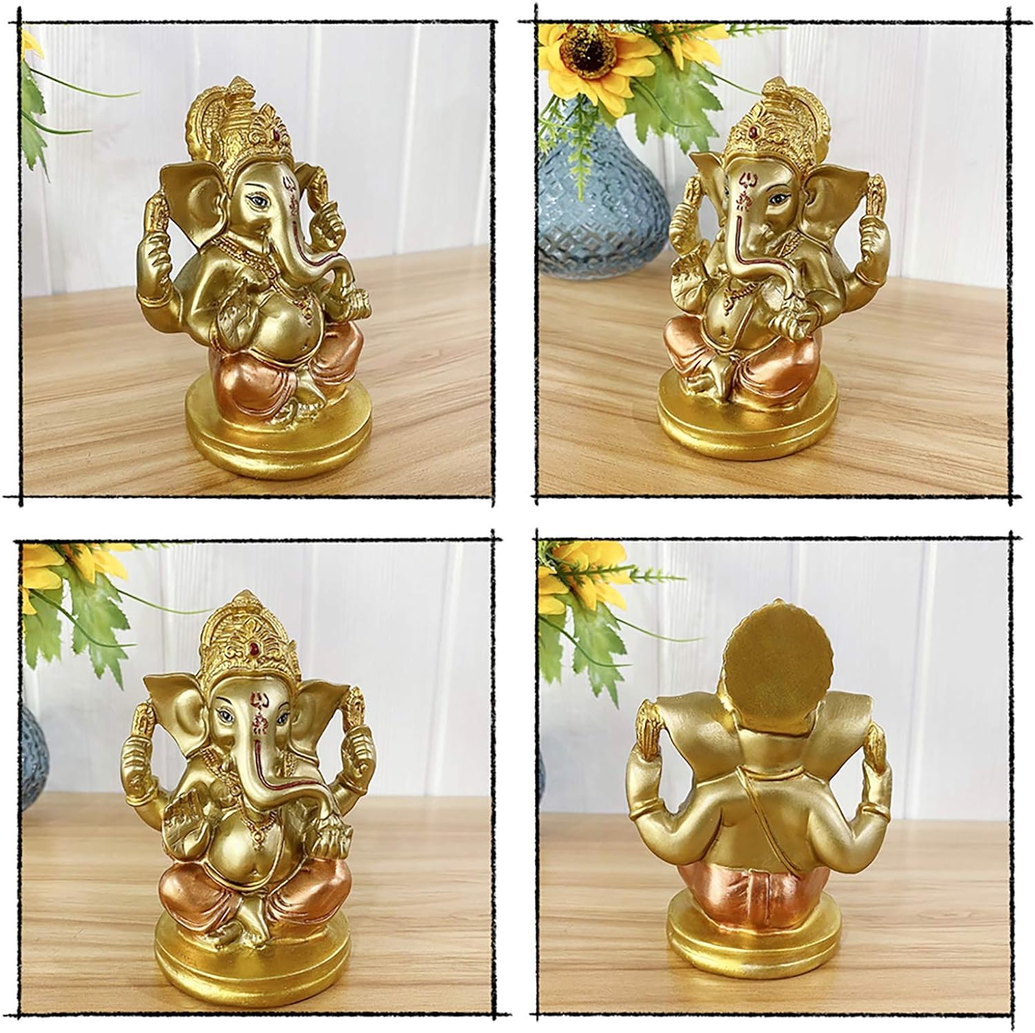 BangBangDa Hindu Lord Ganesha Statue - Indian Elephant God Murti Decor Hand Painting Figurines Idol Wedding Return Gifts Home Mandir Pooja Item Altar Yoga Room Decor