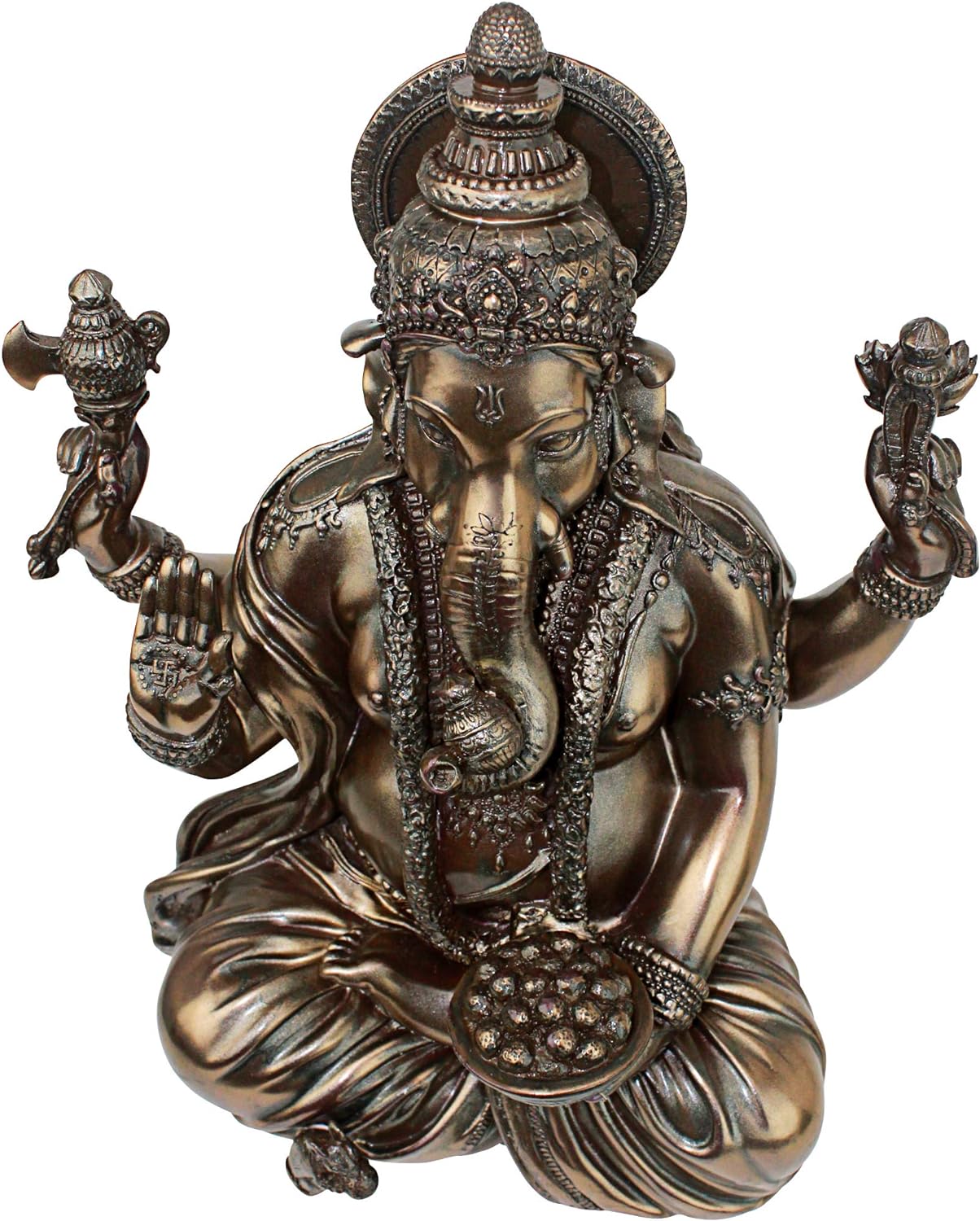 Design Toscano Lord Ganesha Hindu Elephant God Statue, 11 Inch Polyresin, Faux Bronze