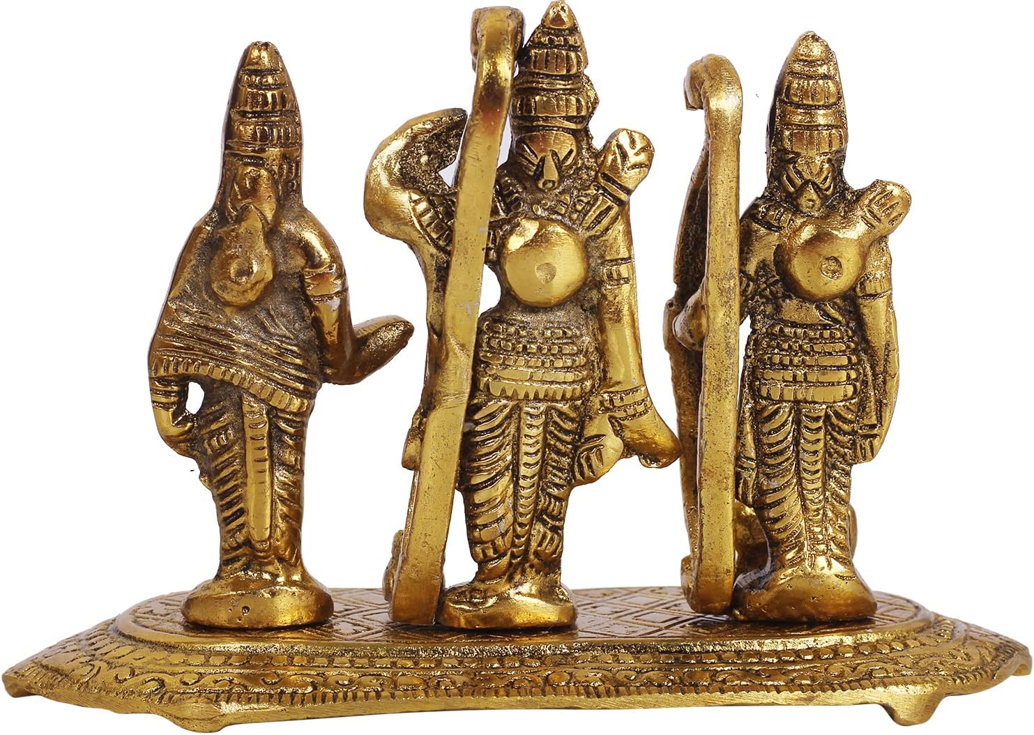 ETROVES 5 Inch Handmade Brass Idol Ram Darbar Statue Lord Rama Laxman Sita Religious Gift Indian God Pooja