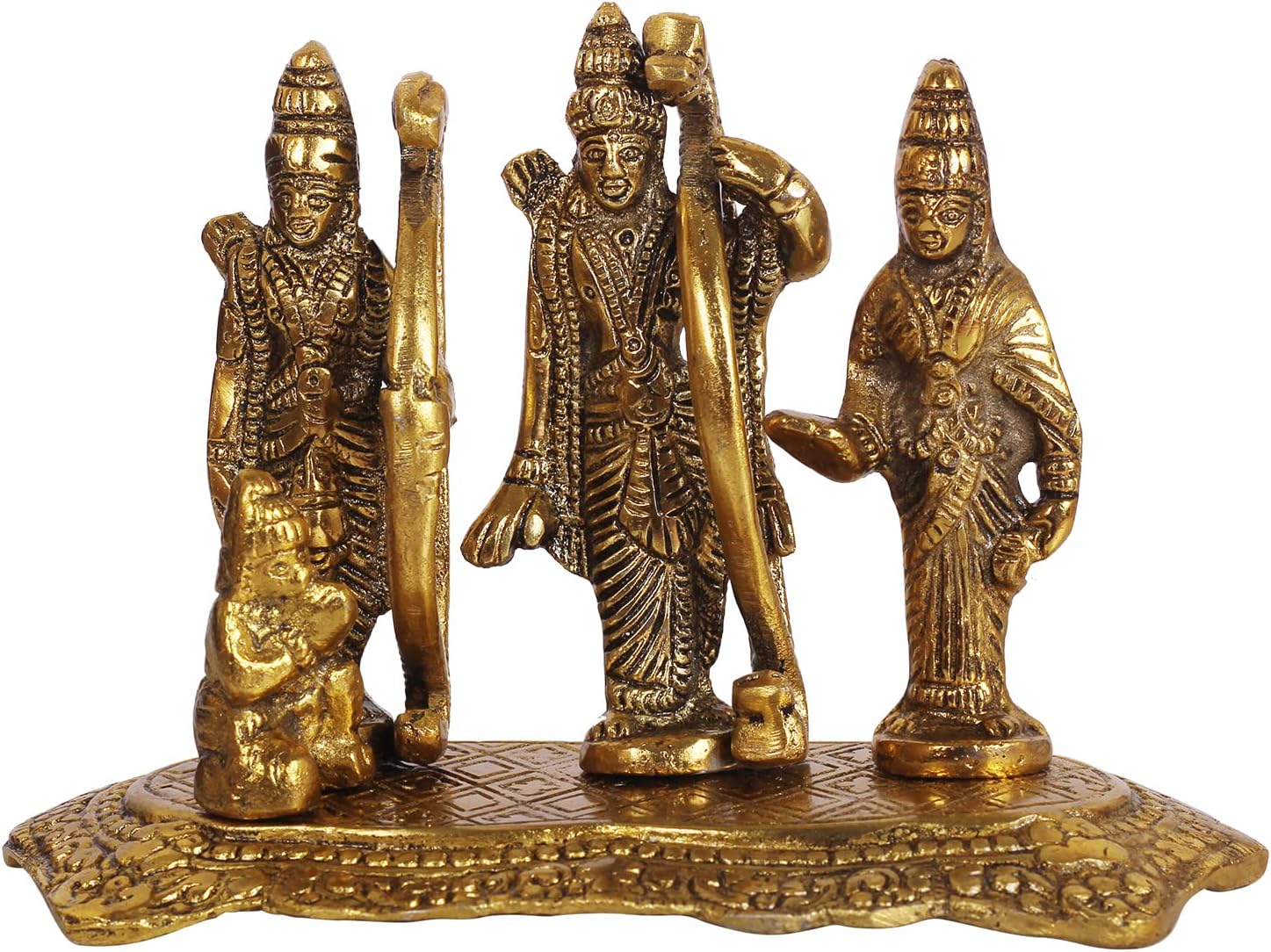 ETROVES 5 Inch Handmade Brass Idol Ram Darbar Statue Lord Rama Laxman Sita Religious Gift Indian God Pooja