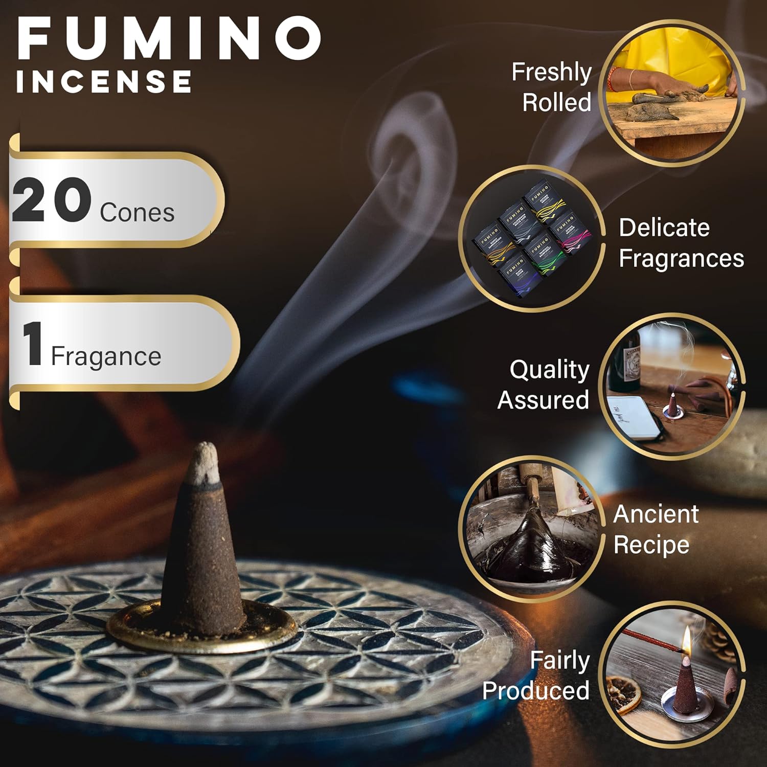 Fumino® Autumn Breeze Fresh Incense Cones 20 per Box Masala Agarbatti Joss Scent Fragrance for Relaxation and Meditation, Home and House Decor