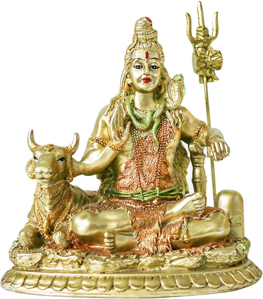 Hindu God Lord Shiva Nandi - India God Idol Shiva Figure- Indian Home Mandir Pooja Item Ganpati Murti Puja Product Altar Yoga Meditation Room Decor Diwali Gifts