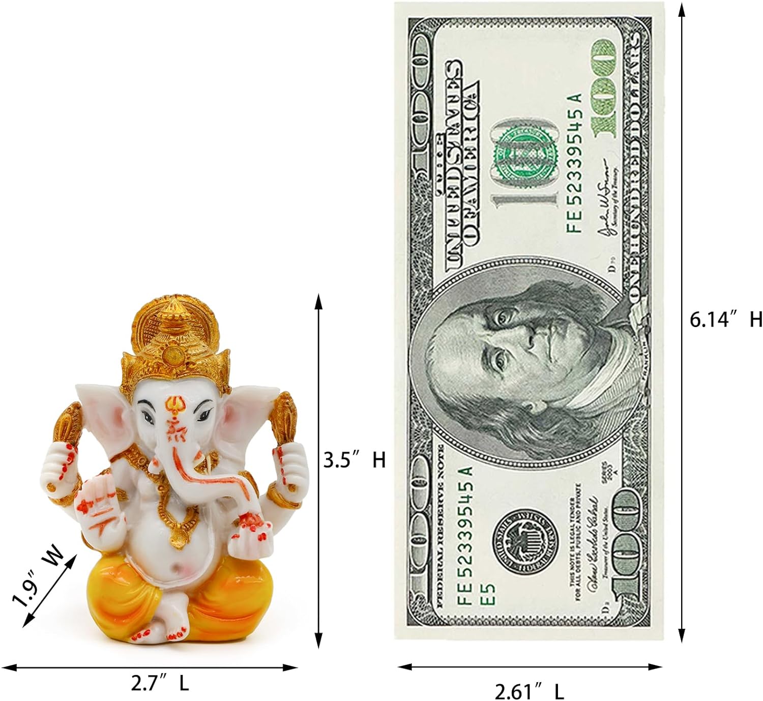 Hindu Lord Ganesha Idol Statue - Indian Diwali Gifts Small Ganesh for Car Dashboard Decor India God Figurine Home Mandir Murti Pooja Yoga Meditation Room Altar Kit Decor Spititual Women Wedding Gift