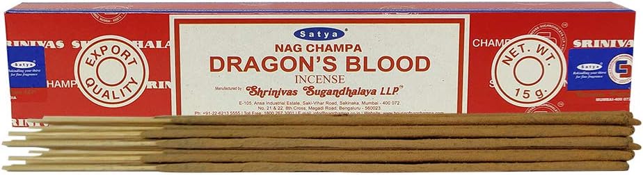 Satya Dragonss Blood Agarbatti Pack of 3 Incense Sticks Boxes, 15 GMS Each, Traditionally Handrolled in India Best Aeromatic Natural Fragrance Perfect for Prayer Relaxation Peace Meditation