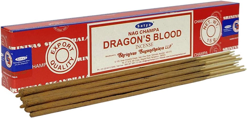 Satya Dragonss Blood Agarbatti Pack of 3 Incense Sticks Boxes, 15 GMS Each, Traditionally Handrolled in India Best Aeromatic Natural Fragrance Perfect for Prayer Relaxation Peace Meditation