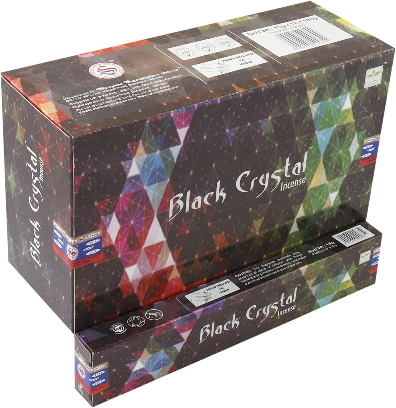Sharvgun Satya Black Crystal Fragrance Incense Stick Pack of 12 Aggarbatti Home Scent Fragrance Aromatherapy 15G X 12 Pack (180G)