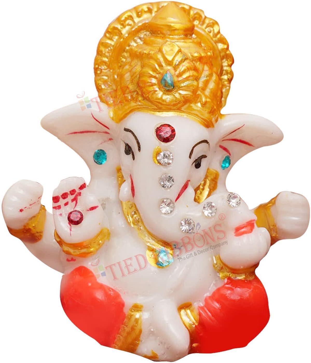 TIED RIBBONS Ganesh Idol | Ganesh Statue Sculpture for Car Dashboard, Home, Temple Décor | Indian God | 2 X 2.3 Inch | Resin | Ganesha Idol Figurine - Diwali Decorations for Home