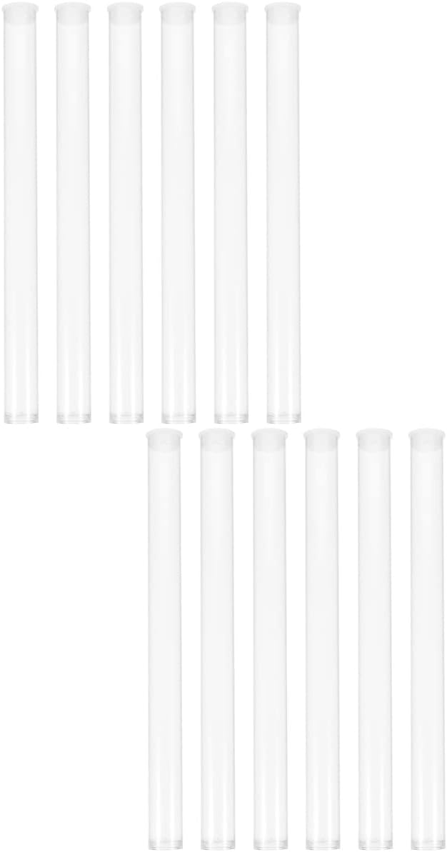 ULTNICE 12 pcs Clear Plastic Test Tubes Incense Holder Tube Tea Jar Box Incense Stick Storage Container with Lid for Coffee Spices Joss Stick Decor Transparent 20g