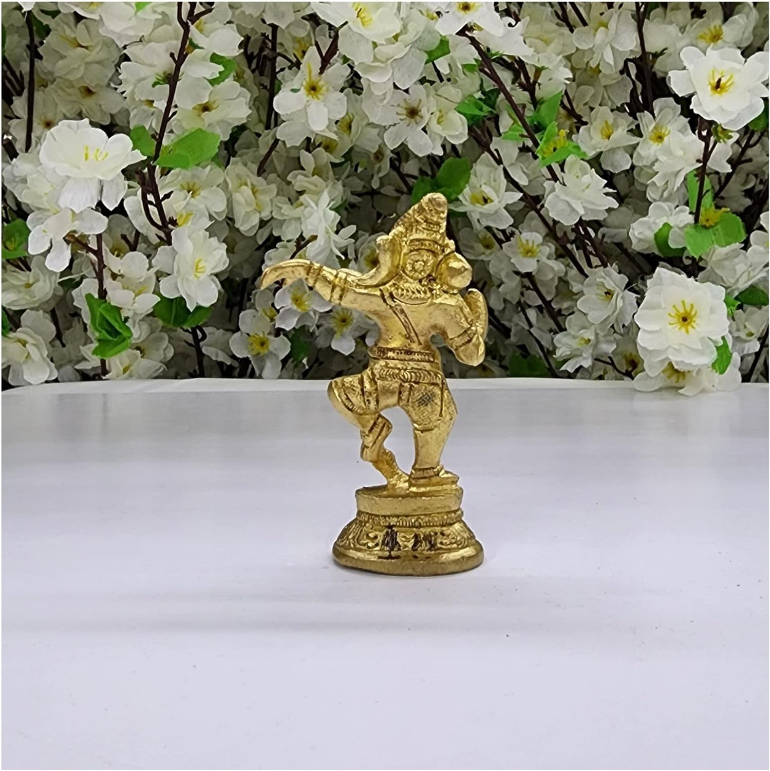 AtoZ India Cart Dancing Ganesha Statue in Brass Small Ganesha Idol Lord Ganesha Sculpture Hindu Good Luck God Ganesha Figurine Indian Temple Mandir Decor Ganesha Murti Elephant Headed God Altar Decor