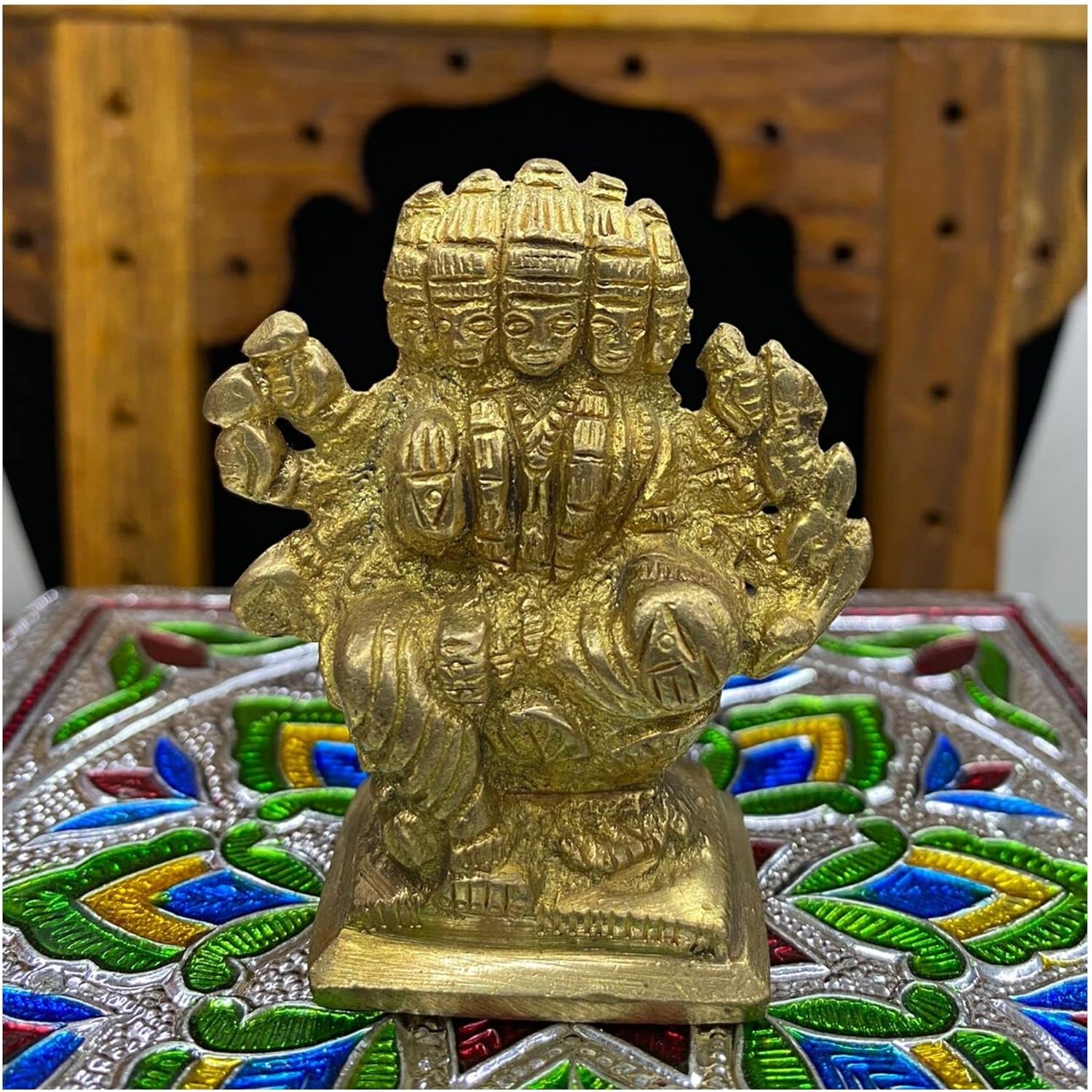 AtoZ India Cart Gayatri Statue in Brass Gayatri Ma Sculpture Hindu Goddess Idol Wife of Lord Brahma Spiritual Idol Savitri Vedanta Religious Gift gayatri Ma Figurine Indian Goddess Murti Home Decor