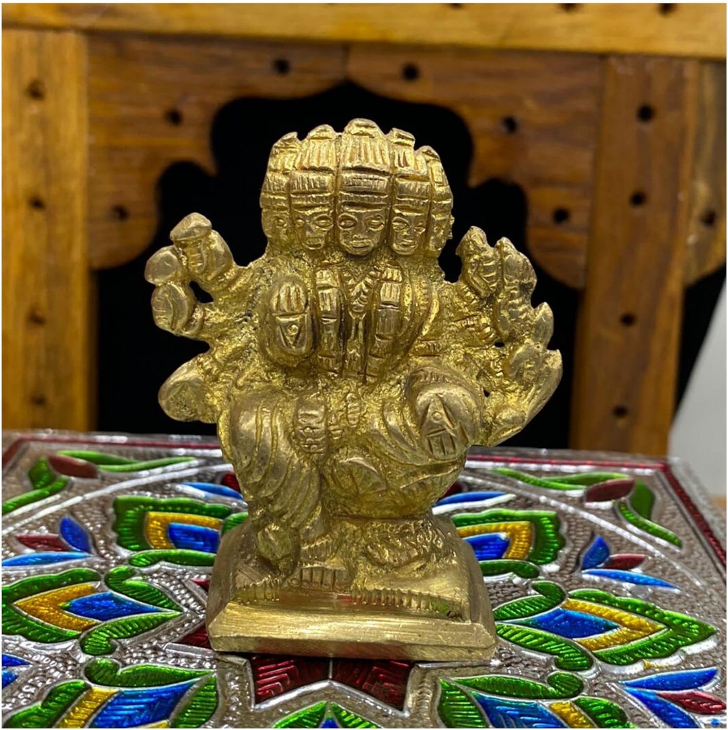 AtoZ India Cart Gayatri Statue in Brass Gayatri Ma Sculpture Hindu Goddess Idol Wife of Lord Brahma Spiritual Idol Savitri Vedanta Religious Gift gayatri Ma Figurine Indian Goddess Murti Home Decor