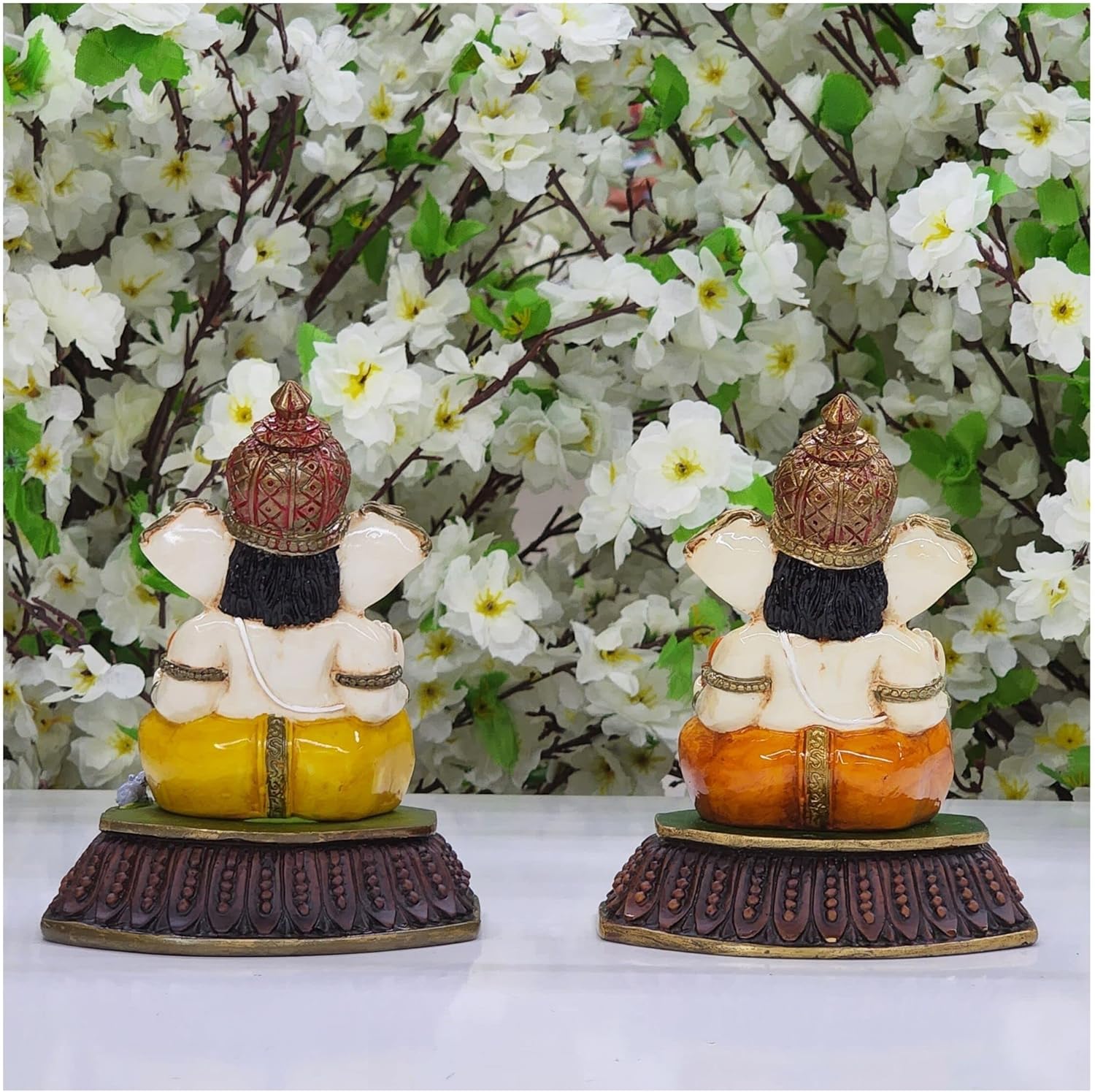 AtoZ India Cart Small Ganesha Statue in Resin Lord Ganesha Idol for Car Dashboard Ganpati Murti Ganesha Sculpture Good Luck God Ganesha Figurine Indian God Statue Indian Handcrafted Ganpati (Yellow)