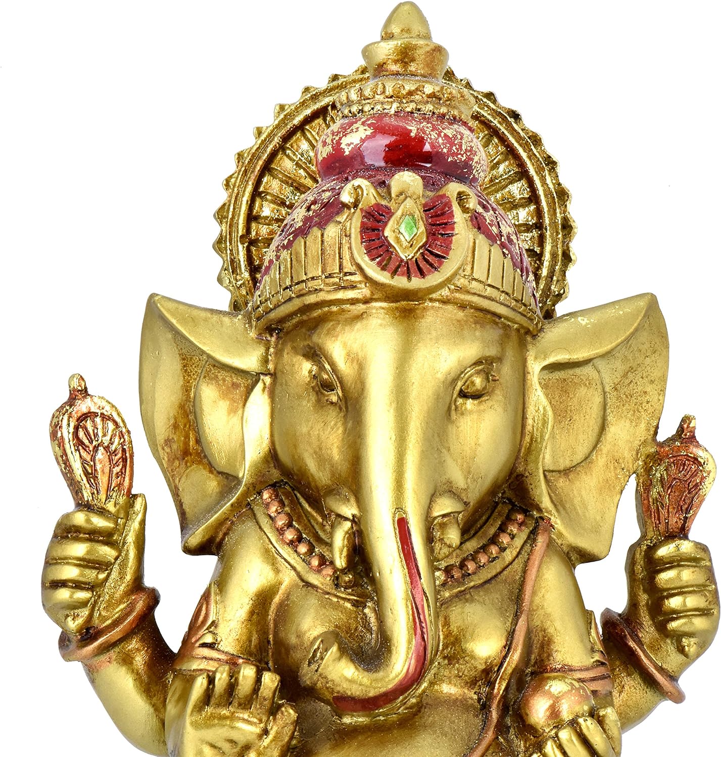 Ganesha Statue Elephant Hindu God of Success Large 9.5-inch-tall Resin Ganesh Idol Hand-Painted in Gold Indian Decor India Gift for Wedding and Diwali Decoration