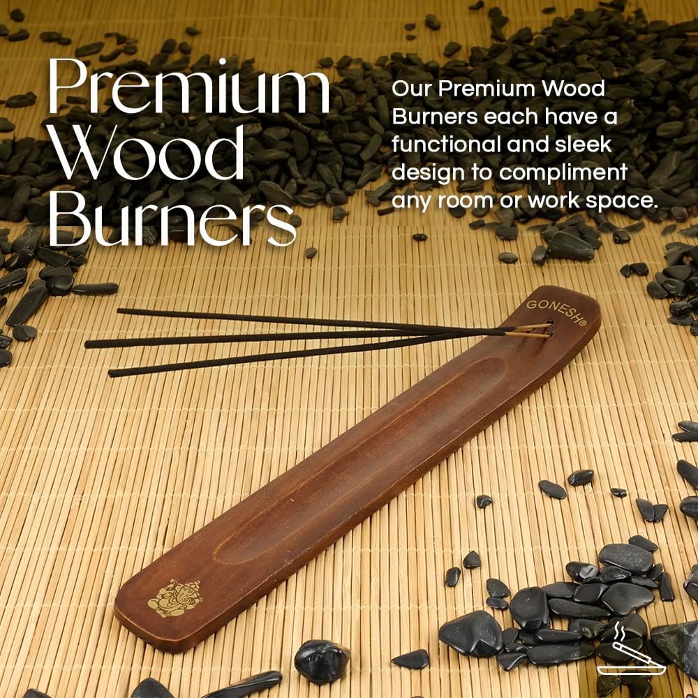 Gonesh - Incense Holder - Modern Home Decor - Wood Incense Burner - Brown - 10” x 1.25”
