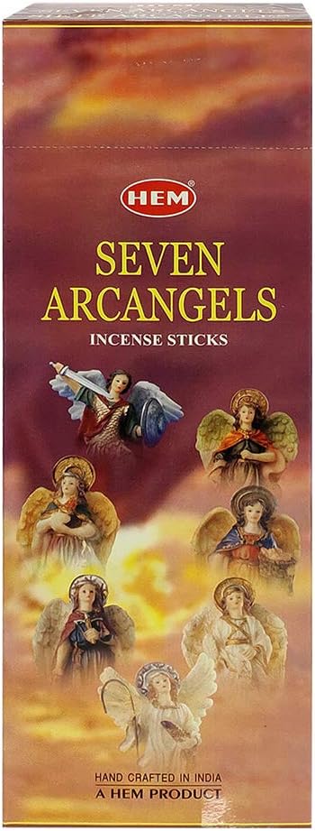 Hem 7 Archangels Incense Sticks Agarbatti Masala - Pack of 6 Tubes, 20 Sticks Each Box, Total 120 Sticks - Quality Incense Hand Rolled in India for Healing Meditation Yoga Relaxation Prayer Peace