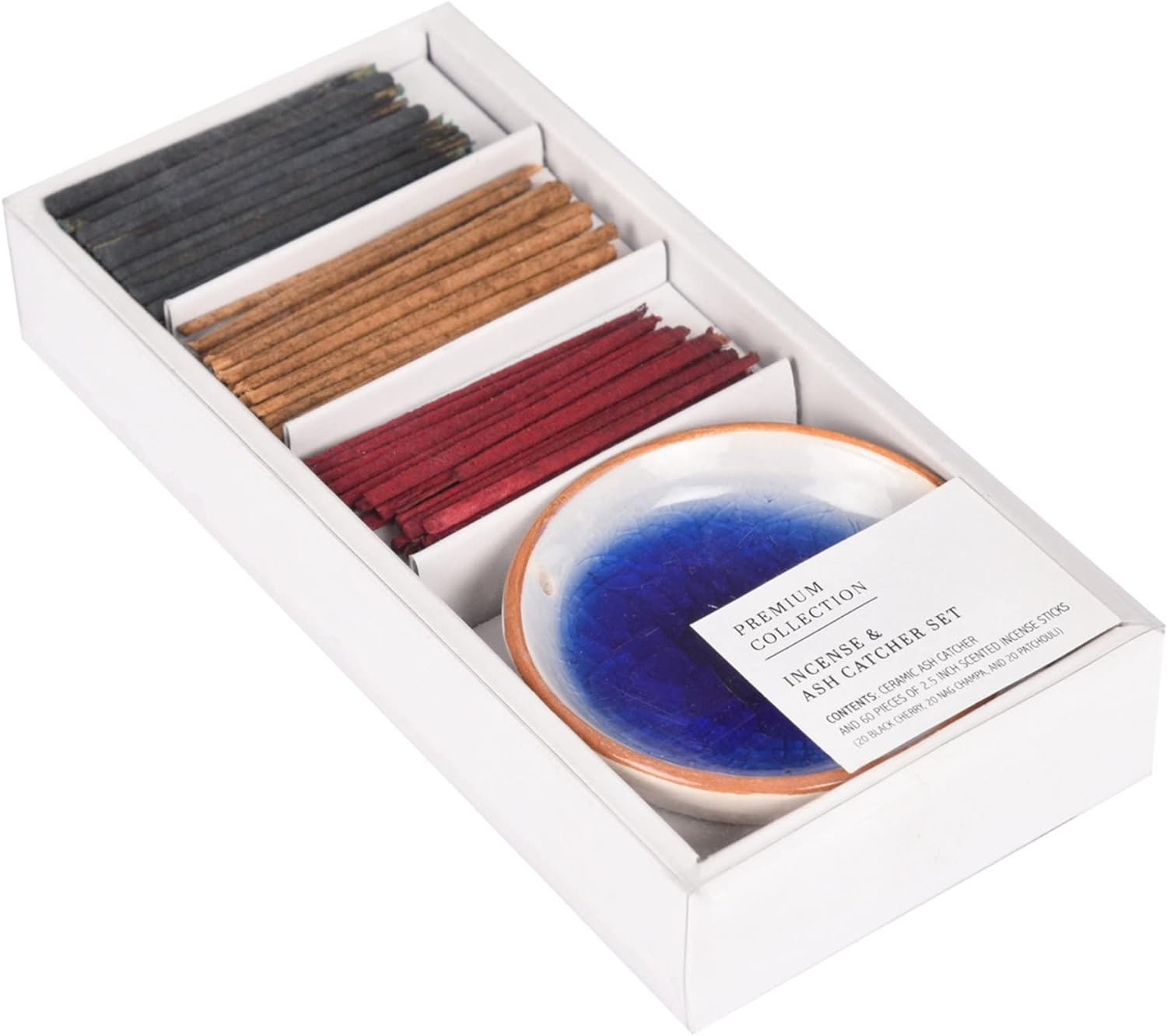 Incense Gift Set with Holder, Fragrance Oil-Incense Stick, Black Cherry, Nag Champa and Patchouli Leaves