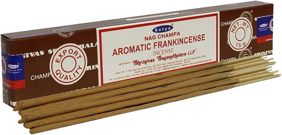 Satya Nag Champa Aromatic Frankincense Incense Sticks Pack of 12 Boxes 15gms Each Hand Rolled Agarbatti Fine Quality Incense Sticks for Purification, Relaxation, Positivity, Yoga, Meditation