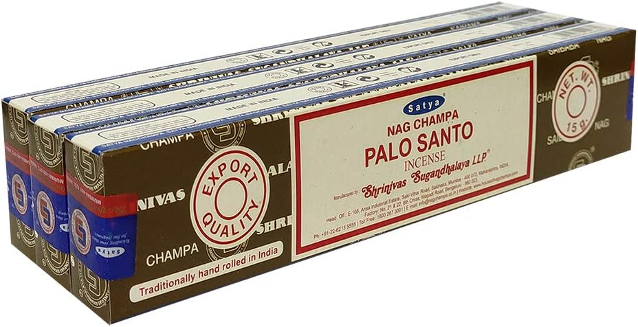Satya Palo Santo Agarbatti Incense Sticks Boxes,Traditionally Hand-Rolled in India Best Aeromatic Natural Fragrance Perfect for Prayer Yoga Relaxation Peace Meditation Healing (3)