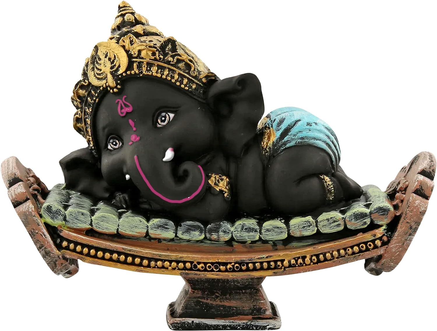 TIED RIBBONS Lord Ganesha Statue | Resin, 4.3 x 6.2 inch | Hindu Elephant God Statue | Buddha Figurine Lying Ganesha Idol for Car Dashboard, Pooja, Home, Table, Desktop | Diwali Decorations for Home