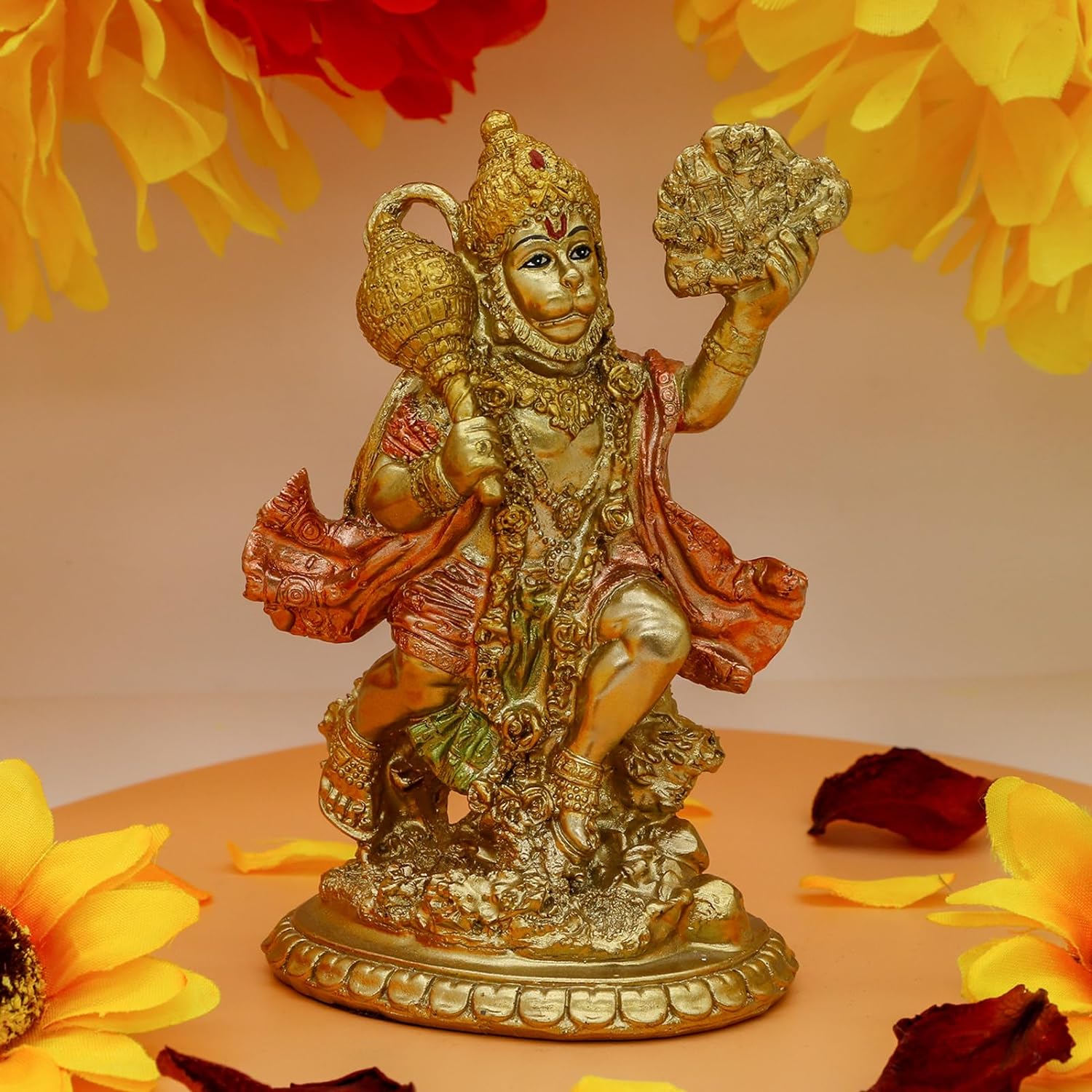 alikiki Hindu God Flying Hanuman Statue - Indian Idol Hanuman Murti Pooja Sculpture India Lord Figurine Home Office Temple Mandir Diwali Puja Gifts Item Yoga Altar Shrine Decor
