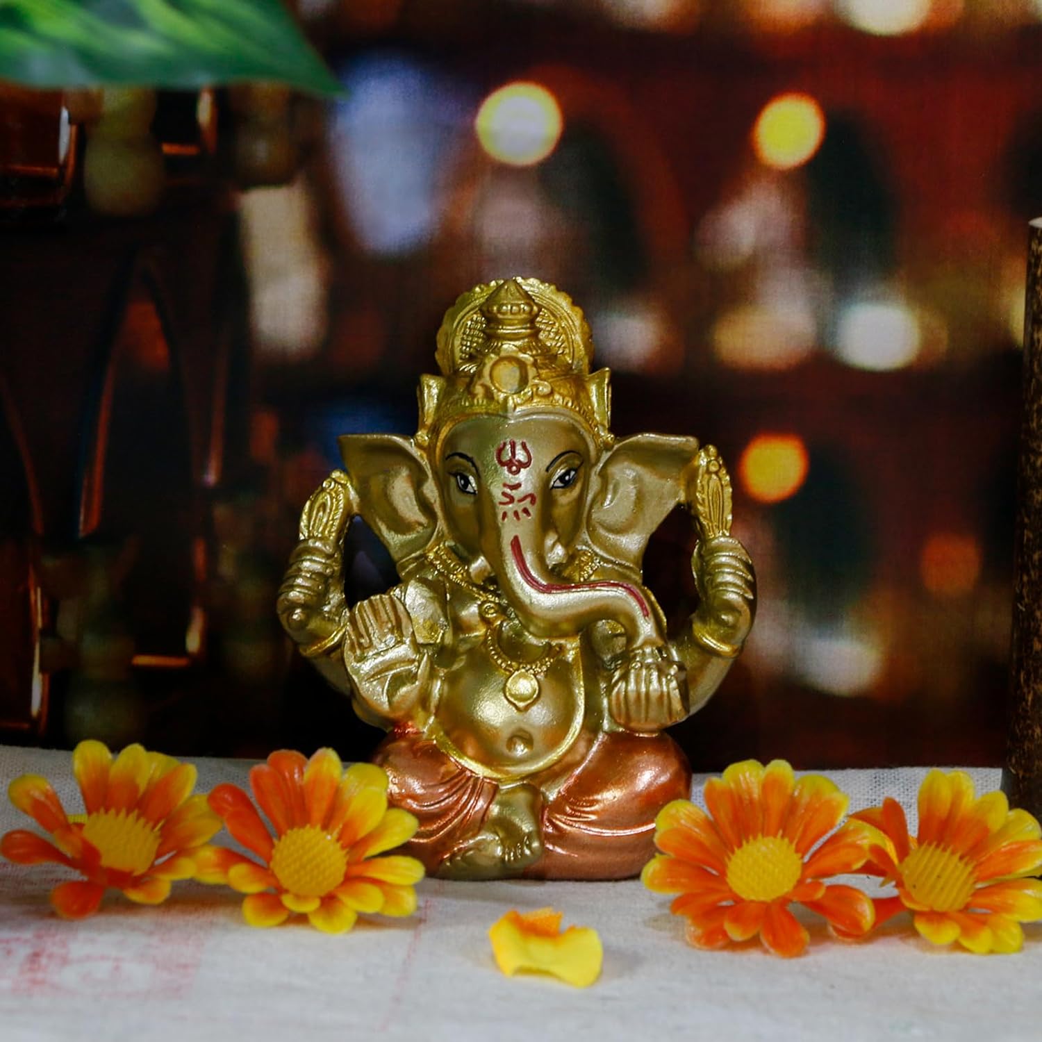 alikiki Hindu God Lord Ganesha Staue - India God Ganesh Idol for Car Dashboard Decor Birthday Gifts for Indian Man Women Home Mandir Temple Pooja Item Diwali Puja Gifts Yoga Room Altar Decor