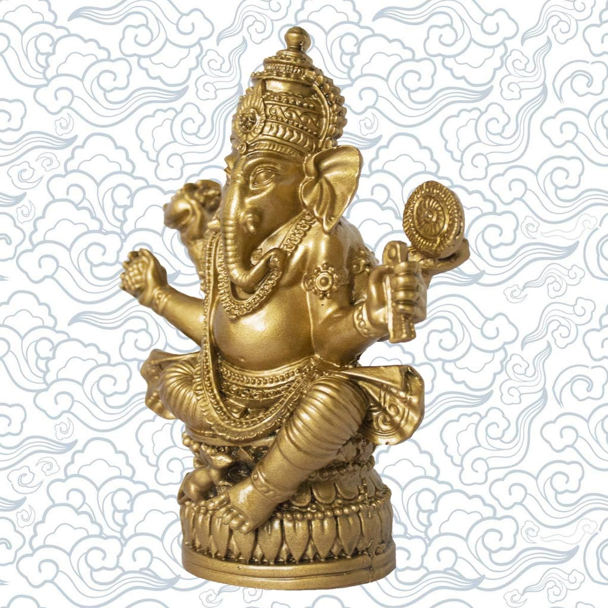 Ganesha Statue Elephant Hindu God of Success Wealth Resin Ganesh Idol Indian Decor for Wedding and Diwali Decoration (Gold)