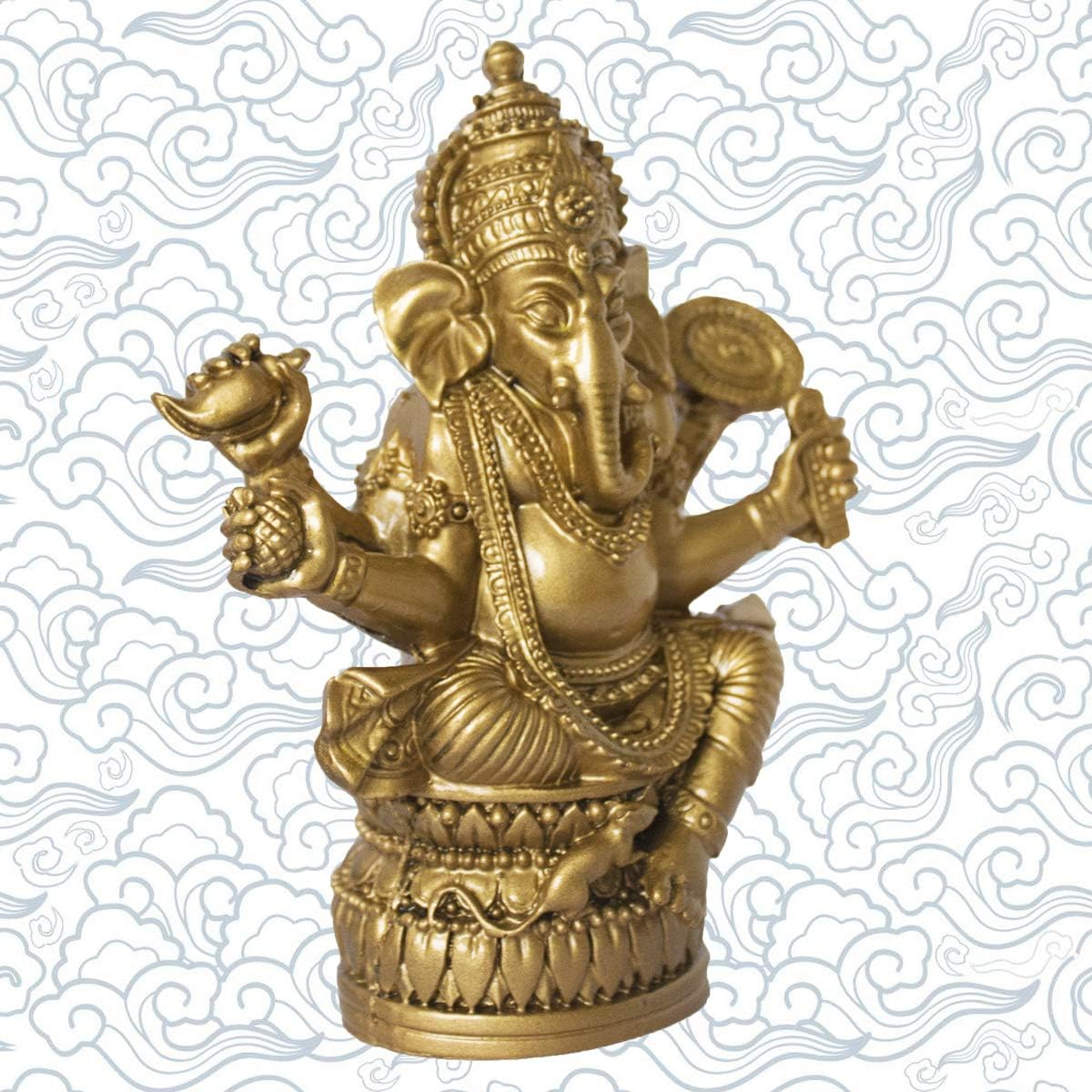 Ganesha Statue Elephant Hindu God of Success Wealth Resin Ganesh Idol Indian Decor for Wedding and Diwali Decoration (Gold)