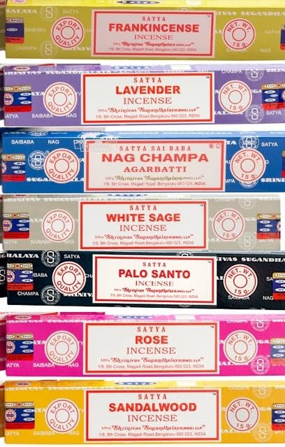 Guruji Divinity Sai Baba Incense Gift Set Nag Champa, White Sage, Lavender, Rose, Palo Santo, Frankincense, Sandalwood 15gms