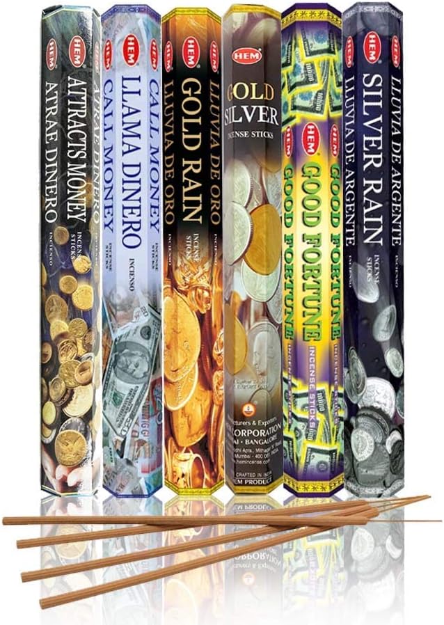 HEM assorted incense sticks pack of 6, 20 stick tubes,120 sticks total