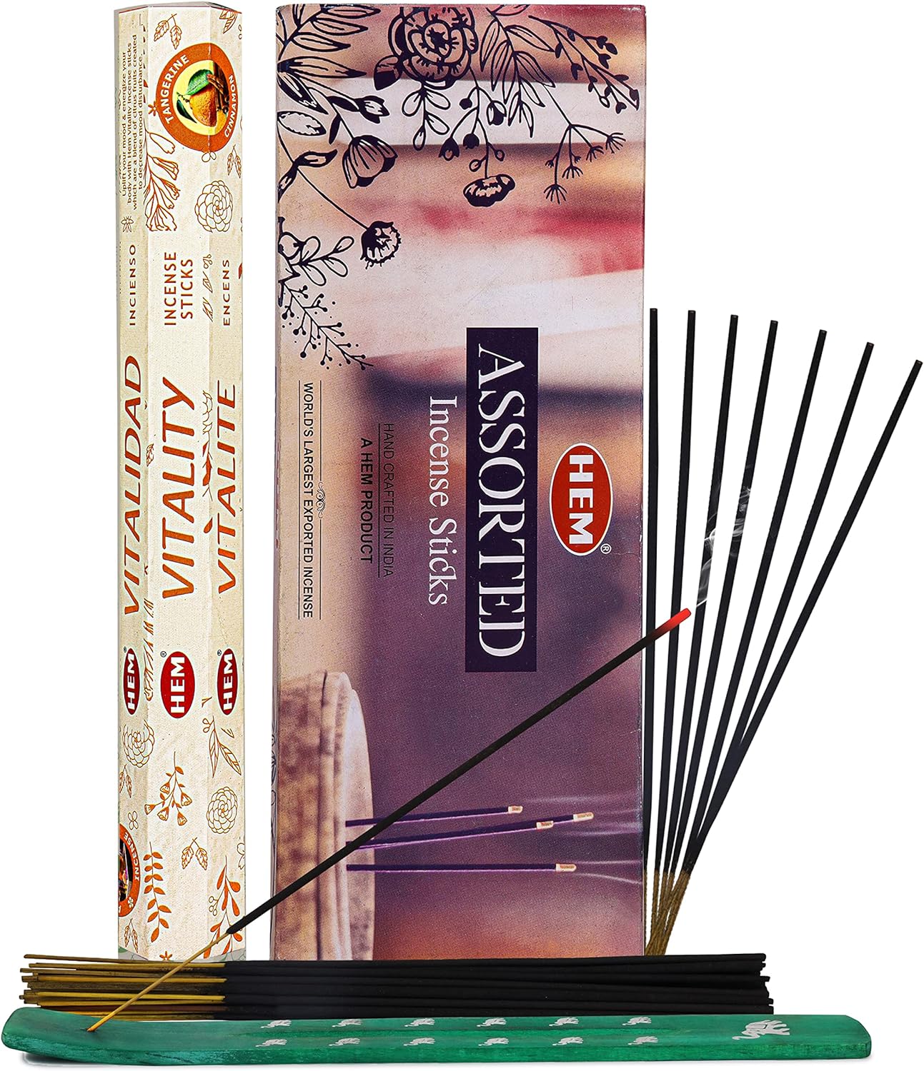 Hem Handcrafted Incense Sticks Gift Set - Rose, Jasmine, Mogra, Tuberose, Lily and Lavender Variety Insence Stick- Set of 6 Insenses (120 Sticks) (Hem Hexa Lily Floral 1)