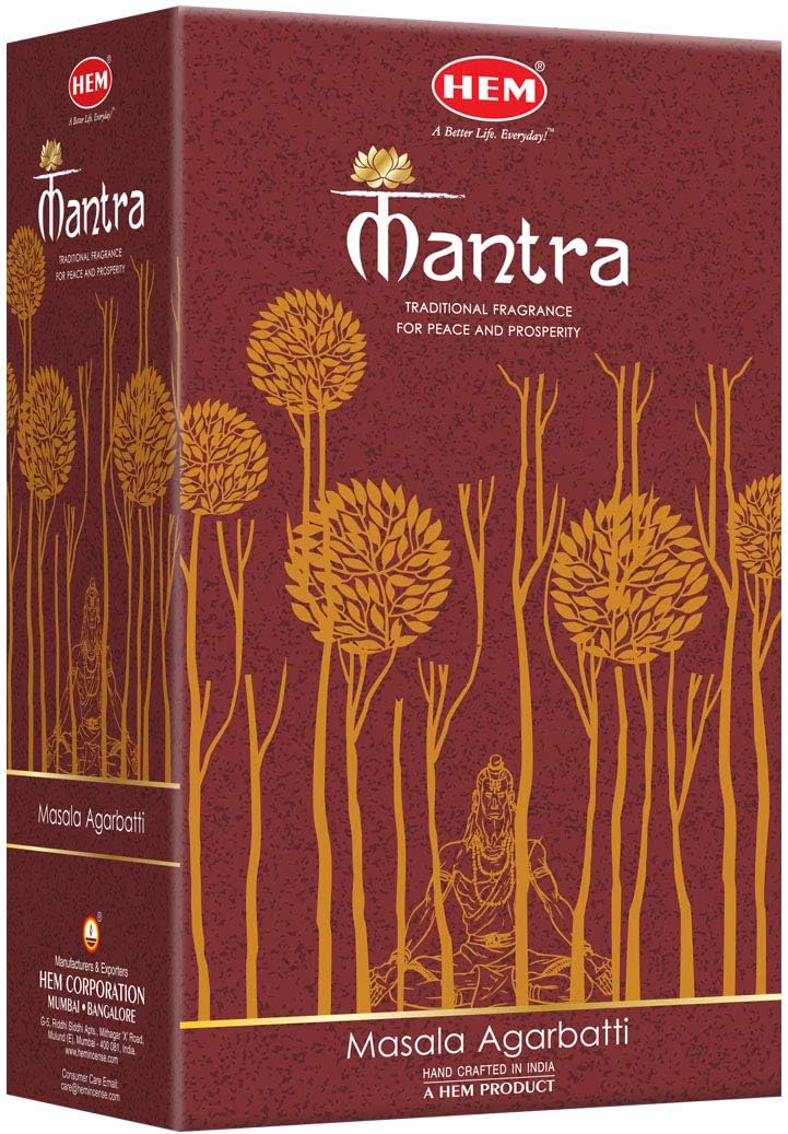 HEM Premium Mantra Masala Incense Sticks | Natural Oil Fragrance for Positivity  Natural Air Purifier | Aromatherapy Incense for Anxiety, Stress Buster | Gift Set - Pack of 12 (15 GMS Each)