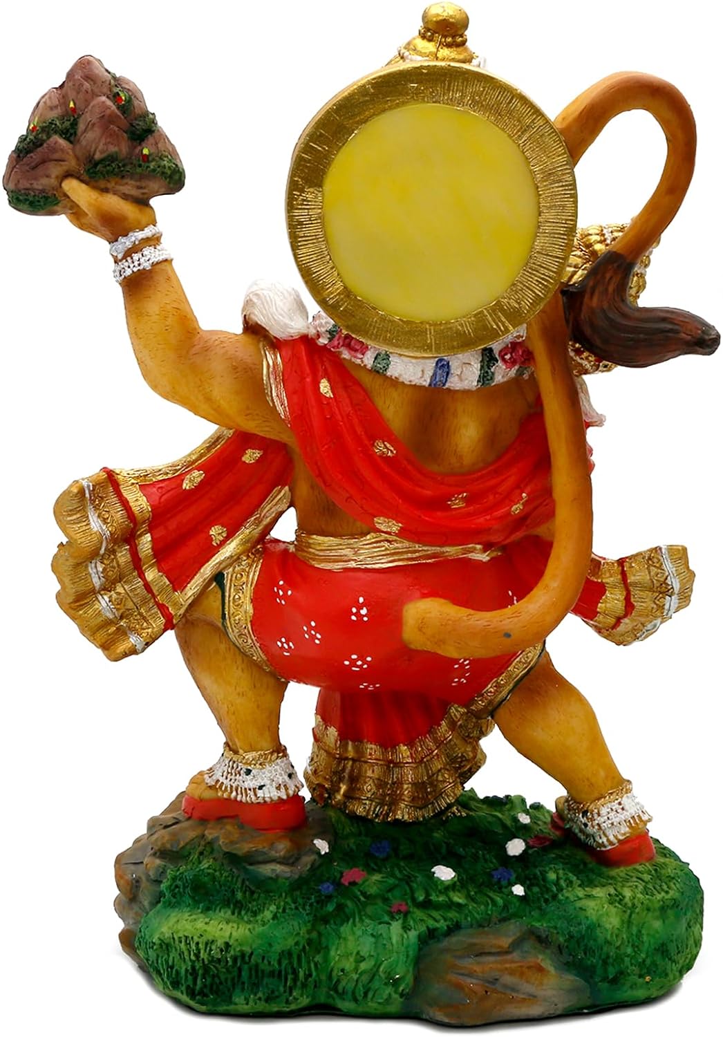 Hindu God Flying Hanuman Statue - 9.2”H Jayanti Murti Pooja Item Diwali Gift for Indian Friend Family Altar Puja Item Home Office Temple Mandir Shrine Yoga Meditation Room Spiritual Decoration
