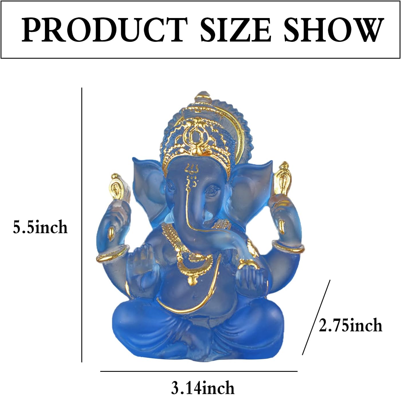 Lord Ganesha Statue Ganpati Elephant Hindu God Sculpture, Elephant God Statue, Blue Indian Ganesha Idol Figurine for Car Dashboard Home Decoration