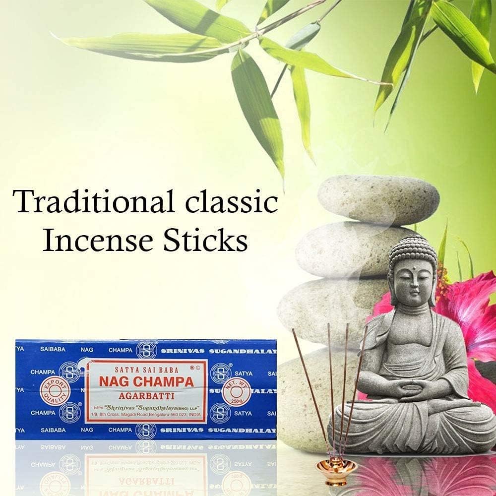 Original-Satya-Sai-Baba-Agarbatti-Incense-Sticks with Holder Hand-Rolled-Fine-Quality for-Purification-Relaxation-Yoga-Meditation with-Ebook-Health-Rich-Wealth-Rich (Pack of 15 Grams, Nag Champa)