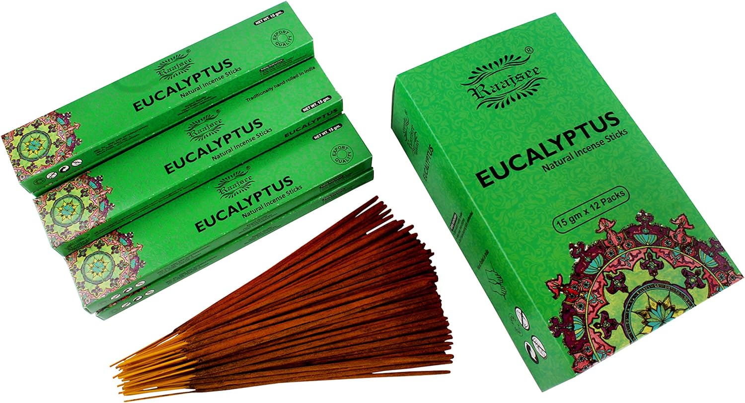 Raajsee Incense Sticks Assorted Pack (180 gm), 100% Pure Organic Natural Hand Rolled Free from Chemicals - Perfect for Aromatherapy, Cleansing, Meditation, and Church (12 Pack)
