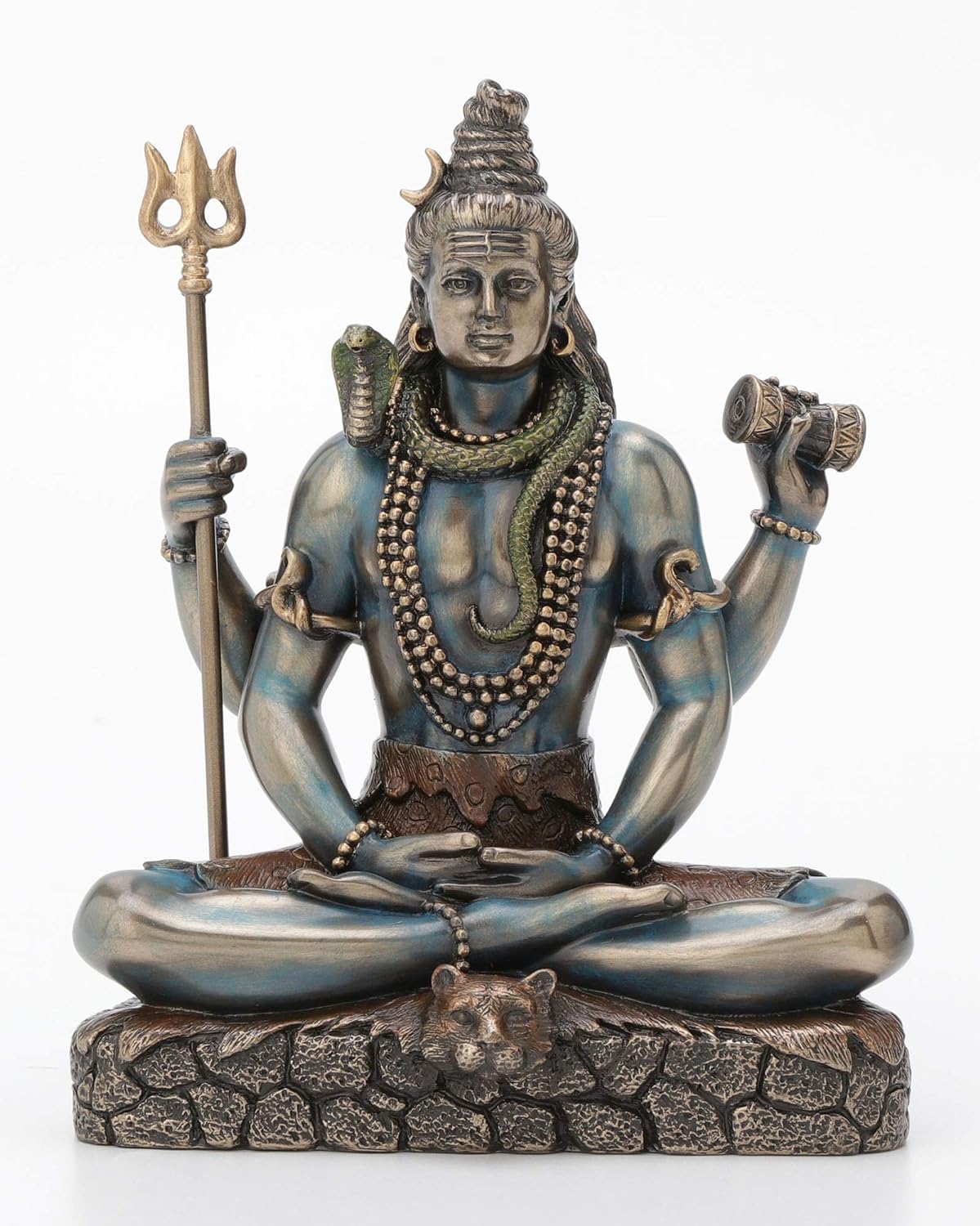 Veronese Design 6.2 Tall Lord Shiva in Lotus Pose Hindu God Destroyer of Evil Resin Statue Bronze Finish